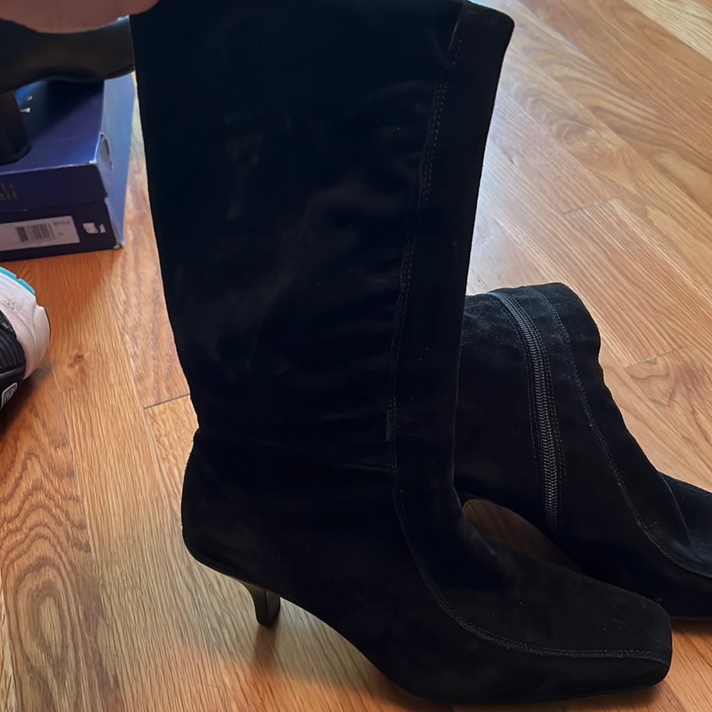 Black suede boots